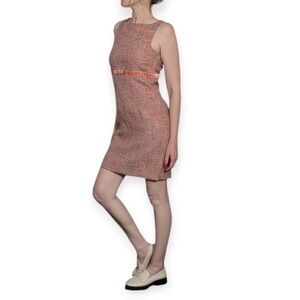 GAP Y2K Pink Coral Tweed Velvet Bow Sleeveless Shift Dress‎ Size 4